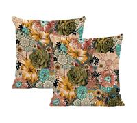 Pack De 2 Housses De Coussin Florales, Housses De Coussin, Housses De Coussin Imprimées, Housses De Coussin De Salon Décoratives, Housses De Coussin Rétro