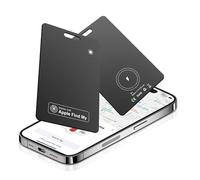 Pack de 2 iOS Carte Tag Portefeuille, [MFi Certification] Carte Tracker 1,6 mm Ultra-Mince Compatible avec iOS Find My, Rechargeable, Étanche IP68 pour Portefeuille, Bagages, Passeport