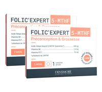Pack De 2 Laboratoire Densmore Folic'Expert 5-MTHF Préconception & Grossesse 90 Comprimés