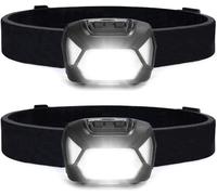 Pack De 2 Lampes Frontales Led 220lm,1300 Lux,Étanche Ipx4,Bandeau Réglable,Différents Modes D'éclairage Pour L'extérieur,La Randonnée,Fonctionnant Sur Batterie (Non Inclus),Noir