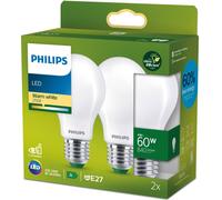 Pack de 2 LED E27 Normal 4W (60W) Dépoli 840lm 2700K Classe énergétique A