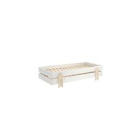 Pack de 2 lits empilables pin massif blanc et bois clair Ridulo 90x200 cm