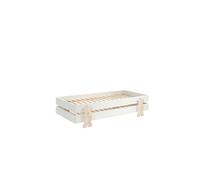 Pack de 2 lits empilables pin massif blanc et bois clair Valentino 90x200 cm