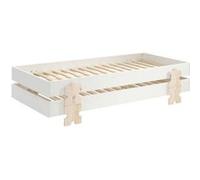 2 Lits Modulo Puzzle Blanc Empilables 90x200 L 203,6 X Lg 93,8 X H 27,5 Cm