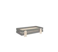 Pack de 2 lits empilables pin massif gris et bois clair Valentino 90x200 cm