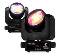 Pack De 2 Lyres Wash LED BeamZ Cobra Wash100, 100W Blanc Chaud Et Blanc Froid, Anneau LED, Lyres Motorisées Professionnelles Pour Scène, DJ, Clubs Et Événementiel