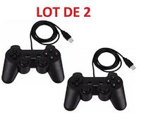 Pack de 2 Manettes PC Filaire USB - Joypads Double Analogique 10 Boutons - Compatible Windows 98 à Windows 10 - 1,40 m - Straße Game®