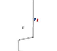 Pack de 2 Manivelles complètes pour volet roulant 1300 mm - E618D - Acier laqué blanc, diamètre extérieur 12 mm, avec poignée ergonomique et clip de maintien mural - Qualité française