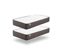 Pack de 2 Matelas Titanium 80x190 cm - Mousse HR mémoire de Forme + Blue Latex - Confort Equilibré - 7 Zones, Réversible, Ergonomique, Aérateur