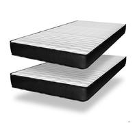 NATURALEX - Lot 2 Matelas Titanium 90x200-24 cm - Accueil Mousse mémoire de Forme + Blue Latex - Soutien Mi-Ferme - Respirant - 7 Zones - Réversible - Couchage indépendant - Fabriqué en Europe