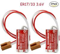 pack de 2 MAXELL ER17 / 33 (2 / 3A 3,6 V) Pile au lithium pour API avec fiche pour Omron 3G2A9-BAT08