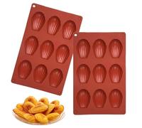 Pack de 2 Moules à Madeleine en Silicone Antiadhésif, 9 Cavités par Moule, Résistants aux Hautes Températures, Sans BPA, Idéaux pour Madeleines Moelleuses, Faciles à Nettoyer et Réutilisables