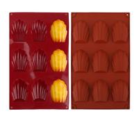 Pack de 2 Moules à Madeleine en Silicone Antiadhésif de 9 Cavités - Moules Réutilisables et Durables pour Madeleines Moelleuses, Sans BPA, Résistants aux Hautes Températures, Faciles à Nettoyer