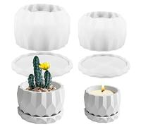 Pack de 2 moules en silicone pour bougies Moule en silicone Pot de fleurs avec support inférieur Moules en silicone Moule de coulée Moule pour bougie avec coupe rhombique Moule de coulée en béton pour