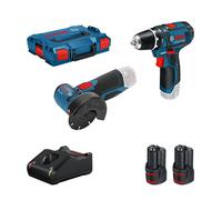 Pack de 2 outils 12V Perceuse-visseuse GSR 12V-15 + Ponceuse GWS 12V-76 + 2 batteries GBA 12V 2 Ah + chargeur GAL 12V-40 BOSCH