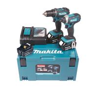Pack de 2 outils 18 V (DDF452 / DTD152) + 3 batteries 5 Ah + chargeur rapide + coffret MAKPAC MAKITA DLX2127TJ1