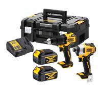 Pack de 2 outils 18V (DCD709/DCF809) + 2 batteries 4 Ah + chargeur en coffret DT70708 T-STAK DEWALT DCK2062M2T