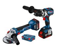Pack de 2 outils 18V GSR 18V-110 / GWS 18V-10 + 2 batteries 5 Ah + chargeur + coffret L-BOXX - BOSCH