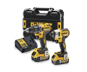 Pack de 2 outils XR 18V - Perceuse Visseuse compact DCD791 - Visseuse à chocs DCF887 - DEWALT - avec 2 batteries 18V 5.0Ah - chargeur - mallette - DCK268P2T-QW