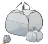 Pack de 2 Paniers à Linge Pliables, Panier à Linge Pliable Pop Up, Panier à linge Pliable en Maille Cellulaire, Sac à Linge Portable en Maille Avec Poignée, Idéal pour la Maison, Gris