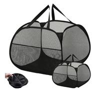 Pack de 2 Paniers à Linge Pliables, Panier à Linge Pliable Pop Up, Sac à Linge Sale Avec Poignée, Panier à linge Pliable en Maille Cellulaire, pour Chambre à Coucher, Dortoir D'étudiant, Noir