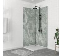Pack de 2 Panneaux Muraux Pierre Artic Green 90+90x210 cm avec Profilés NOIR MAT - STONE'IT