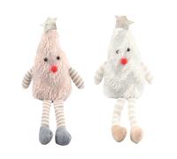 Pack de 2 Peluches Sapins de Noël: Conception de Jambes Rayées + Base, Lutin farceur de Noël de 32 cm, Peut Servir de Décoration Noël/Déco Chambre/Décoration Salon (Rose + Blanc)
