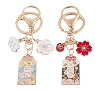 Pack De 2 Pendentifs Décoratifs, Pendentifs Fleurs, Porte-Clés Mignons, Porte-Clés en Métal, Breloques De Sac Créatives