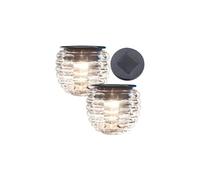 Pack de 2 photophores en verre à LED à alimentation solaire, Ø 8 cm Liora [Lunartec]