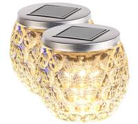 Pack de 2 photophores en verre à LED à alimentation solaire, Ø 10 cm Layna [Lunartec]