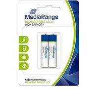 MediaRange MRBAT122 Micro Batterie HR03 2 pièces 1, 2 Volt NiMH Rechargeable AAA Bleu et Blanc
