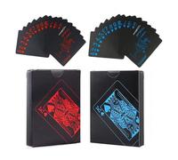Pack de 2 Poker en Plastique imperméables Noir Jeux de Cartes Poker pour Le Tour de Cartes, Le Tour de Magie et la Partie