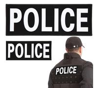 Pack de 2 Police Patchs Réfléchissants - Autocollants à Crochet et Boucle pour Gilet Tactique, Uniforme, Sac à Dos et Harnais de Chien (Taille Grand + Petit, Visibilité Nocturne)