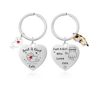 Pack De 2 Porte-Clés Amoureux des Chats, Porte-Clés Amusants, Porte-Clés Gravés en Acier Inoxydable, Pendentifs Décoratifs Mignons