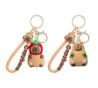 Pack De 2 Porte-Clés Capybara, Porte-Clés De Dessin Animé Mignon, Pendentifs Décoratifs pour Sac À Dos, Porte-Clés Animaux Créatifs