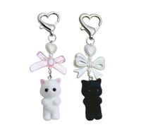 Pack De 2 Porte-Clés Chat en Peluche, Pendentif Chat Arc, Porte-Clés Chat Mignon, Breloque De Sac Chat Dessin Animé, Porte-Clés Cadeau pour Les Amoureux des Chats