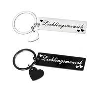 Pack De 2 Porte-Clés Créatifs, Porte-Clés Rectangulaires en Acier Inoxydable, Porte-Clés Gravés, Porte-Clés Cadeaux