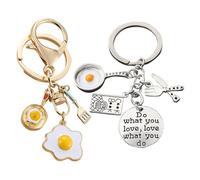 Pack De 2 Porte-Clés Omelette, Porte-Clés Mignons, Porte-Clés Drôles, Porte-Clés Ustensiles De Cuisine, Porte-Clés Cadeaux