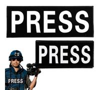 Pack de 2 PRESS Patchs Réfléchissants - Autocollants à Crochet et Boucle pour Gilet Tactique, Uniforme, Sac à Dos et Harnais de Chien (Taille Grand + Petit, Visibilité Nocturne)