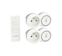 - Pack de 2 prises 2300W + télécommande - Blanc - Bolea