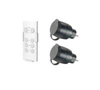 Pack de 2 prises télécommandées pour utilisation extérieure + télécommande - GAO - 230 V - Noir
