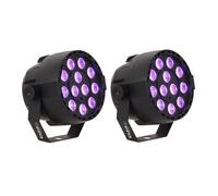 Pack de 2 Projecteurs Par Ibiza Light PAR-MINI-UV - 18x1W DMX LED UV Stroboscope Fête Club Bar Discothèque Lumière