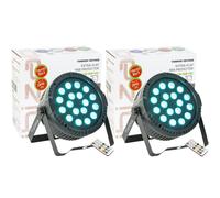 Pack de 2 Projecteurs Par Ibiza Light THINPAR-18X1RGB - DMX Télécommande LED Extra-plats Soirée Dj Fête Club Discothèque