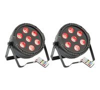 Pack de 2 Projecteurs Par Ibiza Light THINPAR7x6-RGBW DMX Télécommande LED Extra-plats Soirée Dj Fête Bar Club Discothèque Ambiance