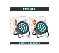 Pack de 2 Projecteurs Par THINPAR-18X1RGB - DMX Télécommande LED Extra-plats Soirée Dj Fête Club Discothèque