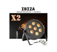 Pack de 2 Projecteurs Par THINPAR7x6-RGBW DMX Télécommande LED Extra-plats Soirée Dj Fête Bar Club Discothèque Ambiance