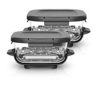 Ninja CRISPi 2 boites en verre sous vide TempWare plats 1,4 L avec couvercles à pression, bols de friteuse sans huile pour préparer, cuire et stocker, couvercles sans bisphénol A XSKLIDPLT2EUUK