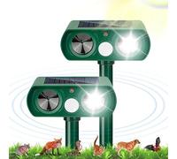 Pack de 2 Répulsifs solaires pour chats, répulsif à ultrasons pour animaux, répulsif pour chats étanche avec détecteur de mouvement PIR, répulsif pour chats pour jardin, efficace contre les chats, les