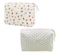 Pack De 2 Sacs Cosmétiques Floraux, Sac De Soins De La Peau En Coton Mignon, Sac Cosmétique De Voyage Portable, Sac De Rangement Cosmétique, Sac De Rangement De Toilette