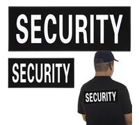 Pack de 2 Security Patchs Réfléchissants - Autocollants à Crochet et Boucle pour Gilet Tactique, Uniforme, Sac à Dos et Harnais de Chien (Taille Grand + Petit, Visibilité Nocturne)